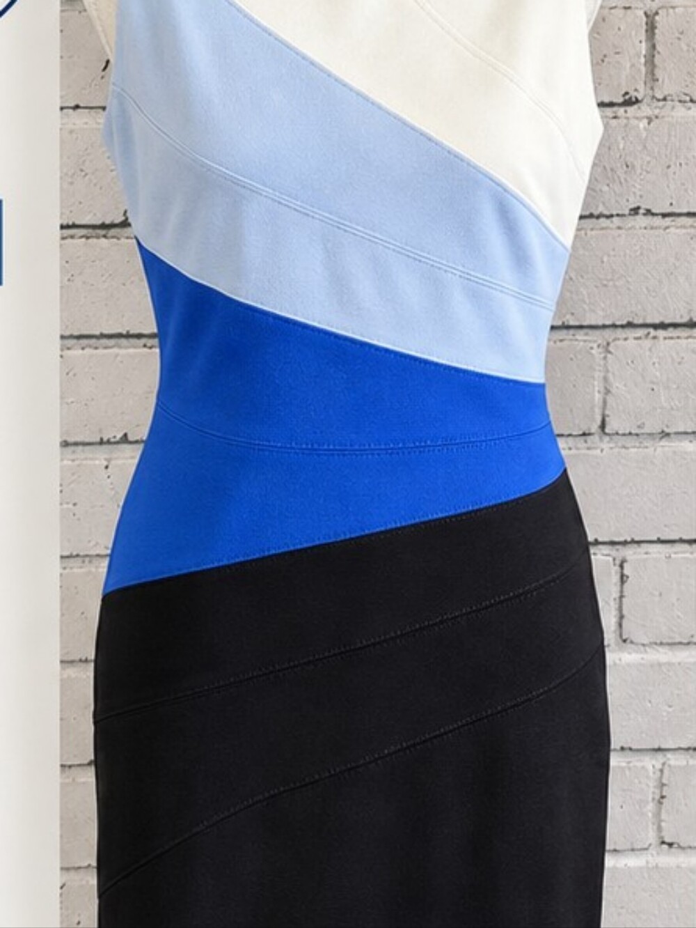 WHBM: Colorblock Blue Black & White Dress - Picture 3 of 10